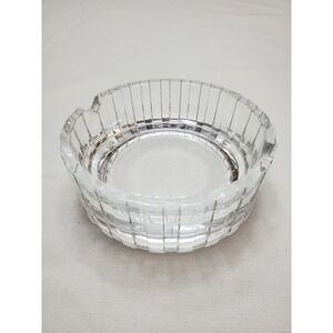 VTG‎ Mid-Century Modern Crystal Clear Art Glass Three Slot Ashtray OR Candy DIsh
